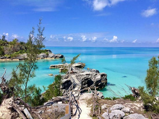 Bermuda shipwreck, partially above water